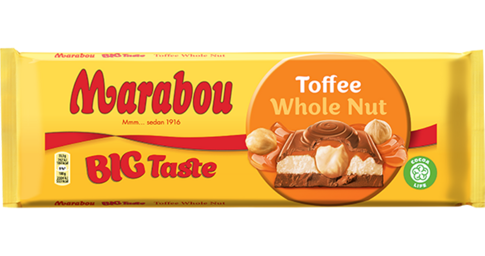 Marabou Big Taste Toffee Whole Nut 300g, BEST BY: February 3, 2024