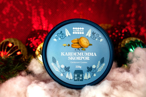Nyakers Cardamom Cookies Blue Tub 12.34oz, BEST BY: August 2025
