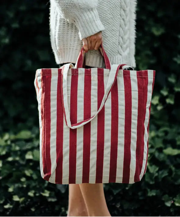 Canvas Striped Tote Bag