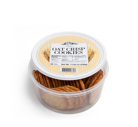 Nyakers Oat Crisp Cookies Tub 11.64oz, BEST BY: August 2025