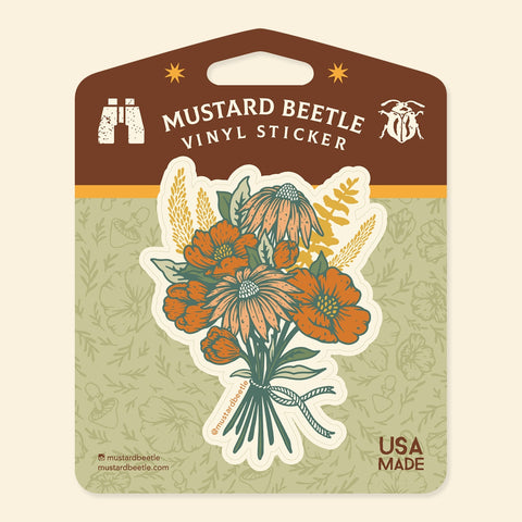 California Poppies & Dried Flowers Bouquet Vinyl Sticker