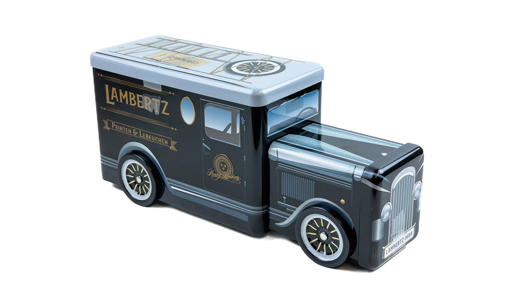 Lambertz Black Printen Truck Tin of Lebkuchen