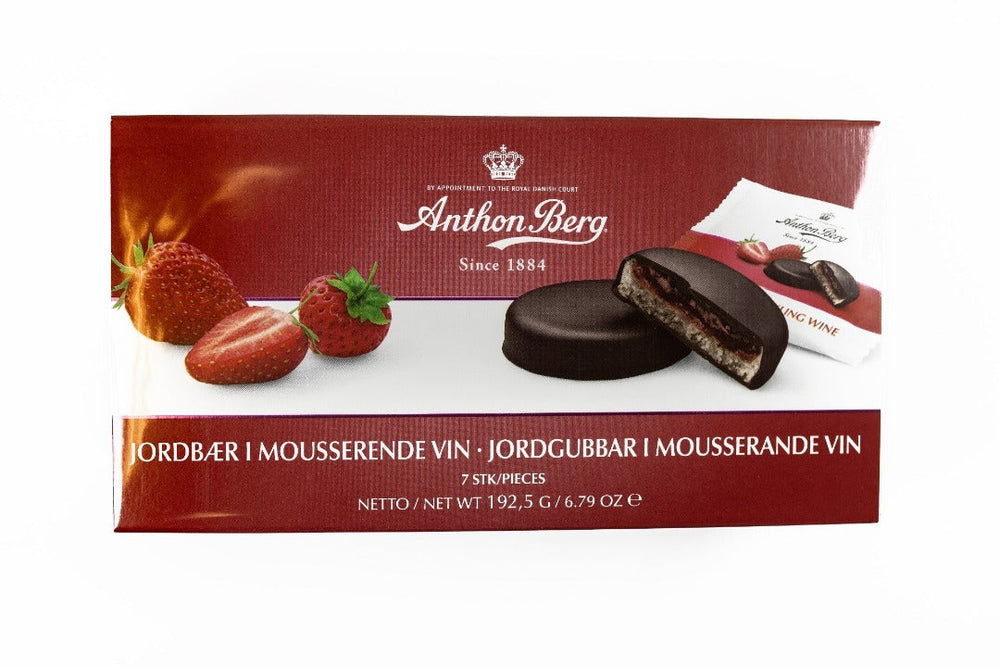 Anthon Berg Chocolate Covered Marzipan Rounds - Strawberry in Sparkling Wine