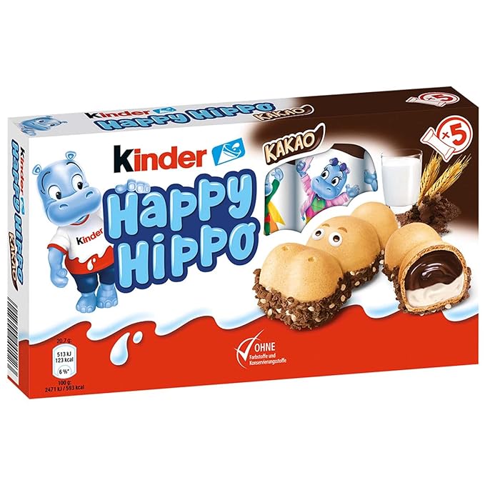 Kinder Happy Hippo, Pack of 5, 103.5g
