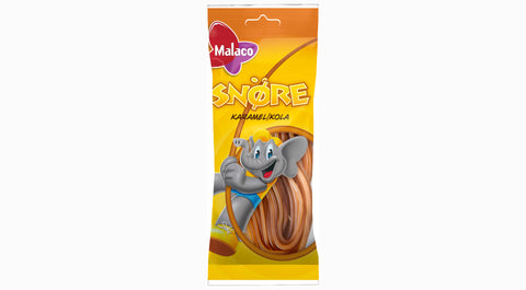 Malaco Snöre Karamel/Caramel Licorice 92g, BEST BY: April 6, 2025