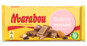 Marabou Frukt & Mandel (Fruit & Almonds) 200g, BEST BY: February 9, 2024