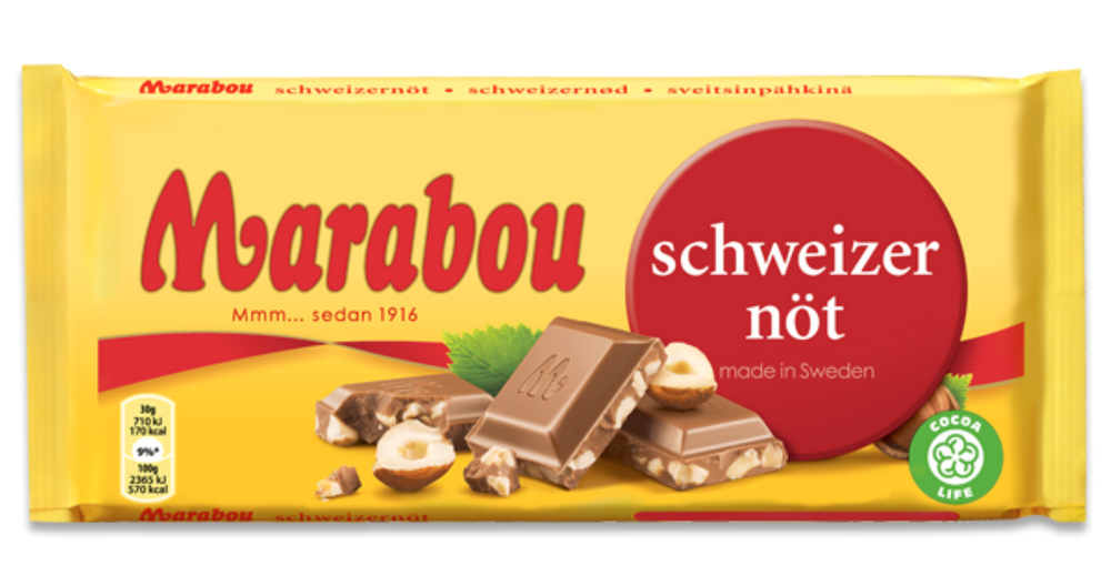 Marabou Schweizernöt 200g, BEST BY: October 6, 2023