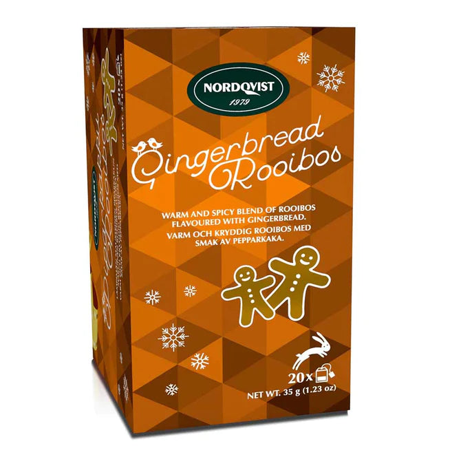 Nordqvist Gingerbread Rooibos Cinnamon, Cardamom, Ginger, Vanilla and Gingerbread Flavored Rooibos Tea Bags 20/pc Box