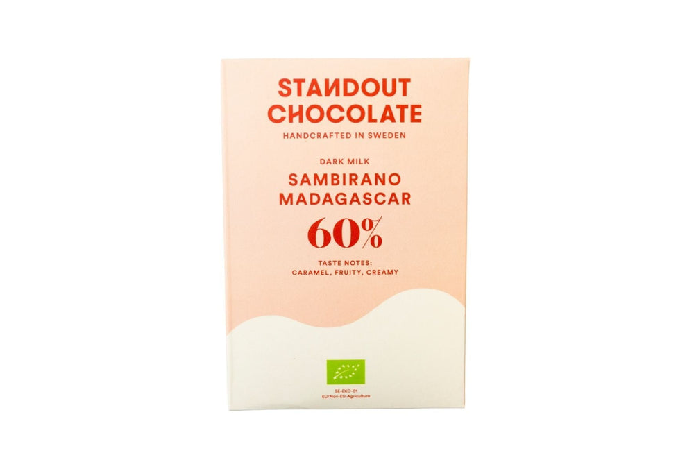 Standout Chocolate Dark Milk Sambirano Madagascar 60%, BEST BY: July 8, 2023