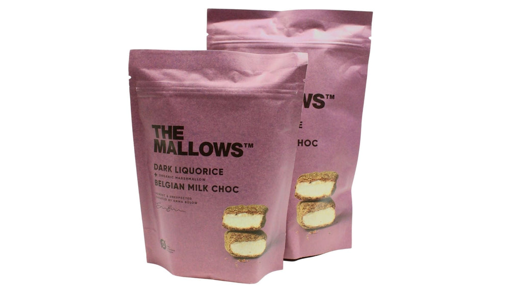 The Mallows: Milk Chocolate & Dark Licorice 150g, BEST BY: January 20, 2024