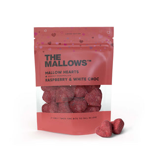 
            
                Load image into Gallery viewer, The Mallows: Raspberry and White Chocolate Hearts 90g BEST BY: September 16, 2023
            
        