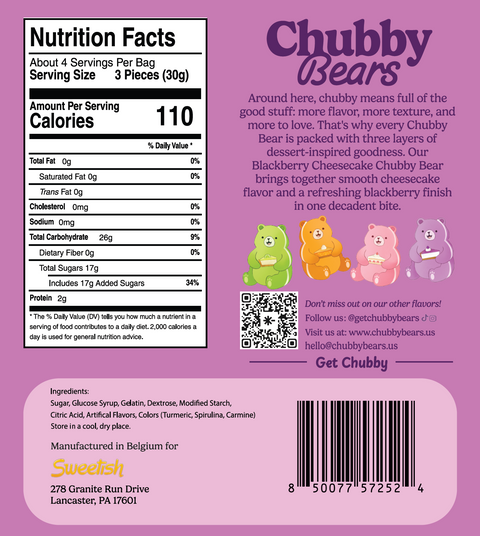 Chubby Bears: Blackberry Cheesecake 4.2oz