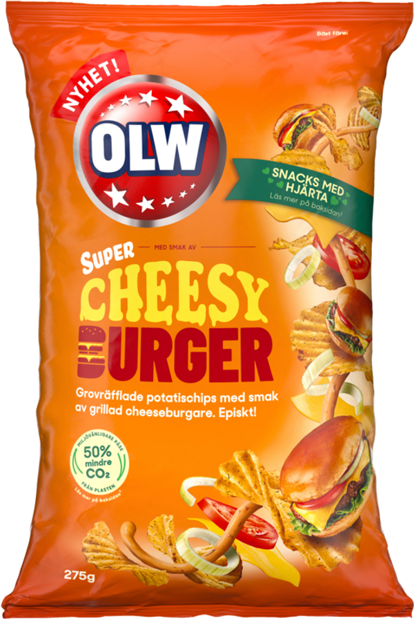OLW Cheesy Burger Chips 175g Bag