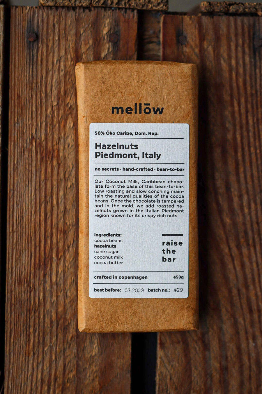 Mellow Hazelnuts Piedmont, Italy 53g Chocolate Bar