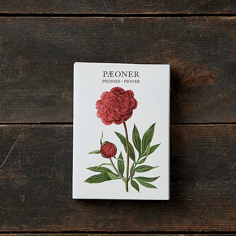 Pæonier- Peonies- Cardfolder- Set of 8 Different Cards w/Envelopes
