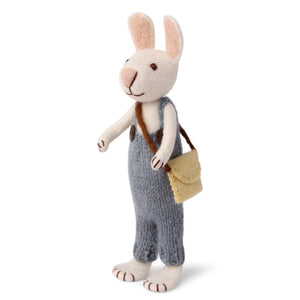 Danish Large White Bunny with Blue Pants and Bag