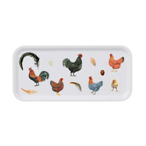 Chicken birch veneer serving tray- made in Europe