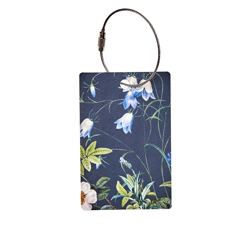 Blue flower garden luggage tag- made of nordic birch veneer