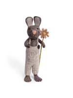 Danish Felt X-Large Grey Bunny with Pants and Flower