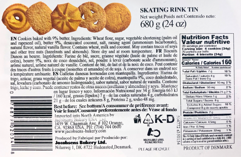 Jacobsens Skating Rink Danish Cookie Tins 24oz