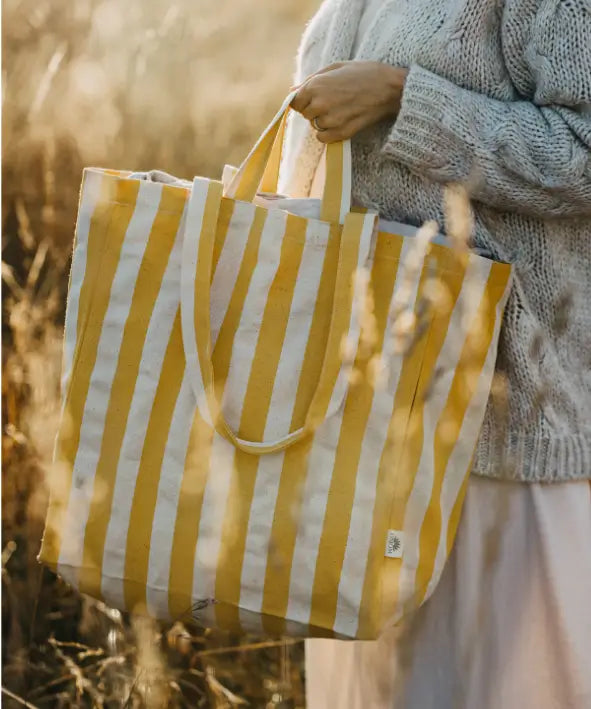 Striped Canvas Tote Bag