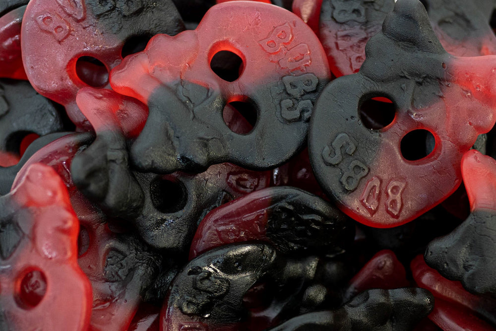 BUBS Large Raspberry Licorice Skulls