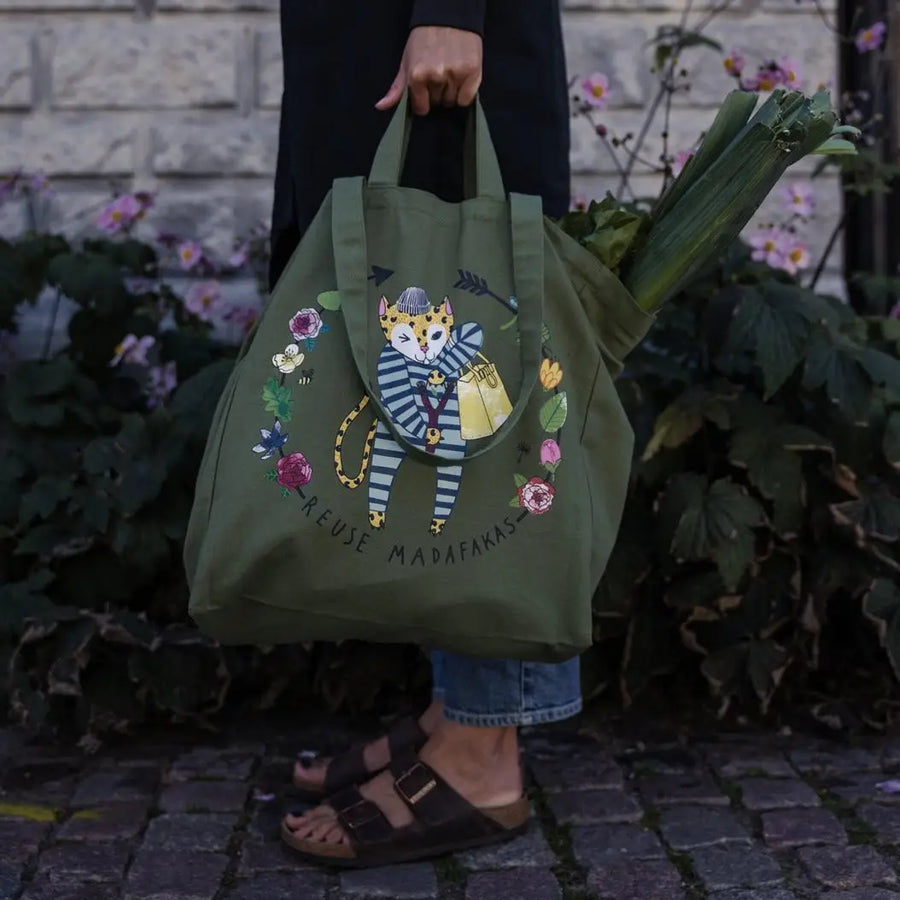 OMOM Green Organic Tote Bag Reuse Madafakas!