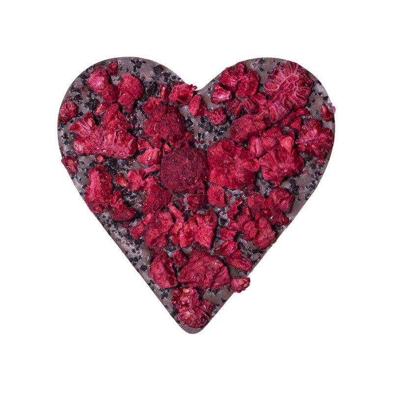 Backamo Organic Milk Chocolate Heart with Raspberries & Licorice, BEST BY: July 24, 2023
