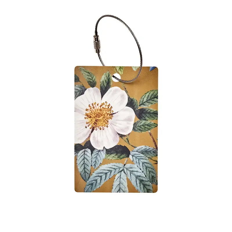 Gold flower garden luggage tag - made of nordic birch veneer