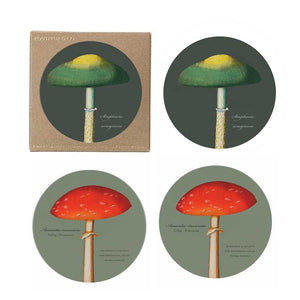 
            
                Load image into Gallery viewer, Coasters Mushroom 4 pieces, 2 sided made in Europe of wood
            
        