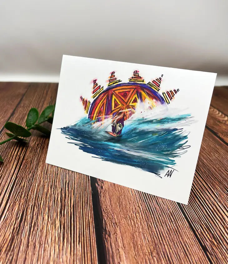 Gnome Surfing Greeting Card