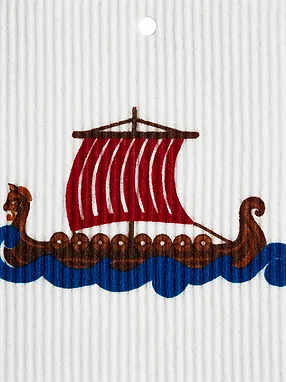 
            
                Load image into Gallery viewer, Nordic Collection Swedish Wash Towel, Viking Ship
            
        