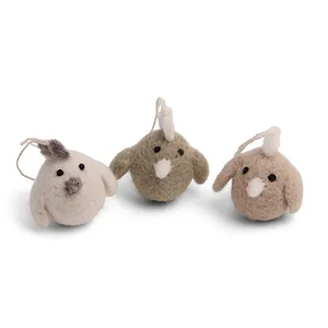 Danish Felt Mini Rooster Ornaments - Clay Colors (set of 3)
