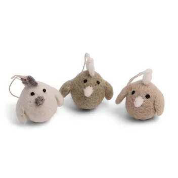 Danish Felt Mini Rooster Ornaments - Clay Colors (set of 3)