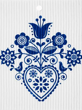 Swedish Wash Towel, Scandic Heart with Birds