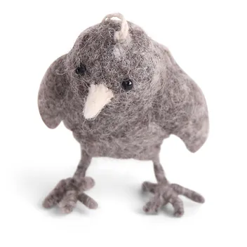 Danish Felt Mini Chicken Ornament, Grey