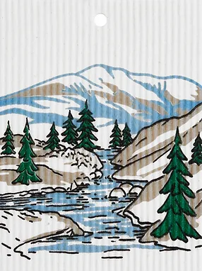 Swedish Wash Towel, Mountain & Stream by Harry W. Smith