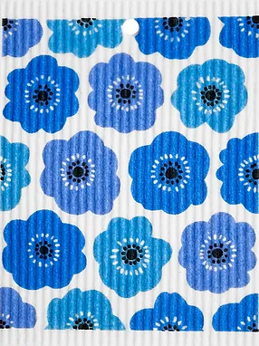 Swedish Wash Towel, Blue Flowers