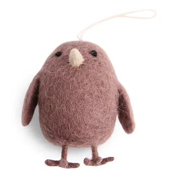 Danish Felt Chubby Chicken Ornament, Purple
