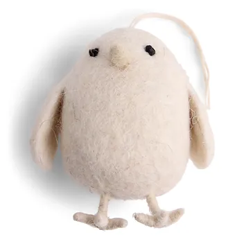Danish Felt Chubby Chicken Ornament, White