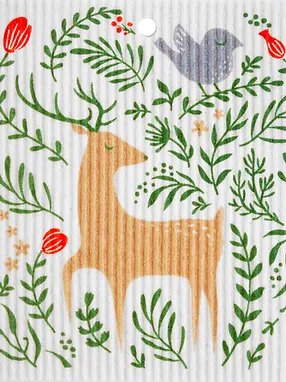
            
                Load image into Gallery viewer, Swedish Wash Towel, Floral Deer &amp;amp; Bird
            
        