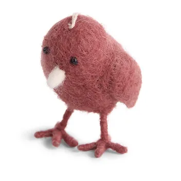 Danish Felt Mini Chicken Ornament, Dark Rose