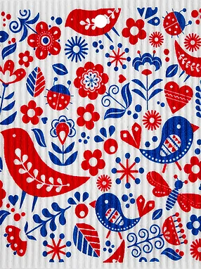 Swedish Wash Towel, Birds, Bugs and, Flowers