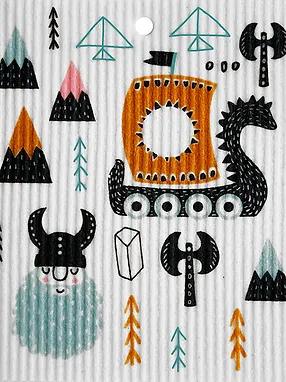 Swedish Wash Towel, Viking Theme