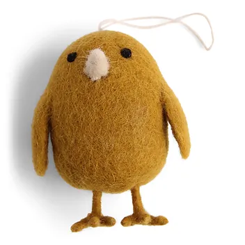 Danish Felt Chubby Chicken Ornament, Ochre