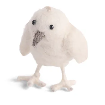 Danish Felt Mini Chicken Ornament, White