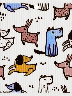 Swedish Wash Towel, Playful Dogs