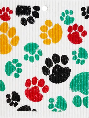 Swedish Wash Towel, Colorful Dog Paws