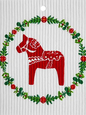 Nordic Collection Swedish Wash Towel, Dala Horse