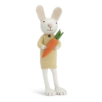 Danish Felt X-Large White Bunny with Yellow Dress and Carrot